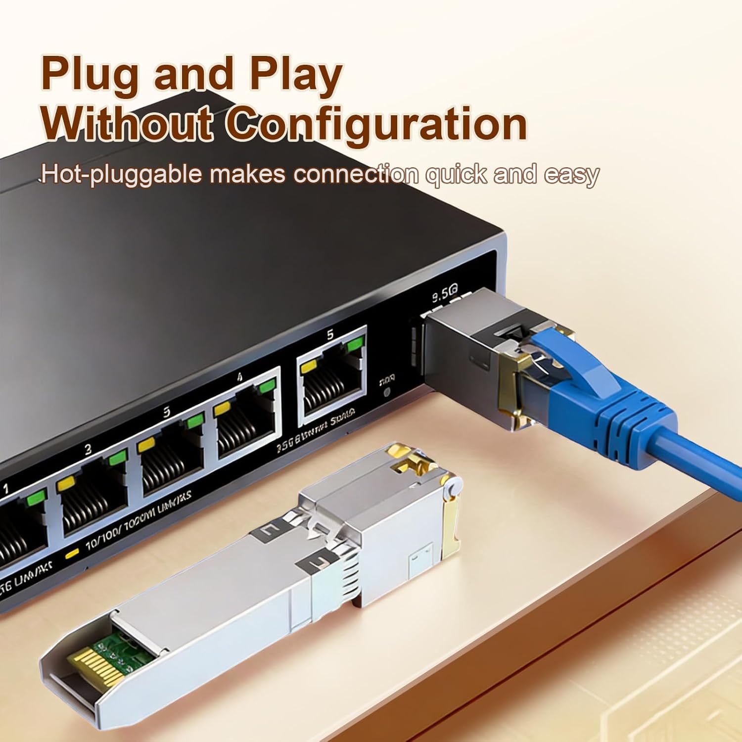 4Pack 10GBase-T SFP+ Transceiver, 10Gb SFP+ to RJ45 Copper SFP Module, Compatible for Cisco SFP-10G-T-S, Ubiquiti uacc-cm-rj45-mg, Netgear, Mikrotik, TP-Link(CAT.6a/7, 30m/98.4ft)