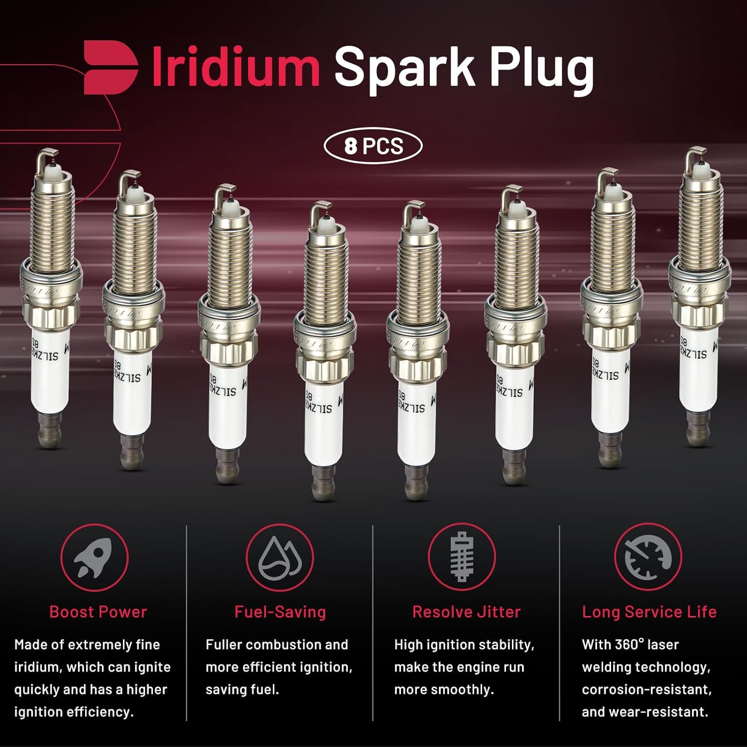 BDFHYK 97506 Platinum Iridium Spark Plugs Compatible with BMW M5 M3 X5 750Li 435i 320i Z4 M235i 640i X3, SILZKBR8D8S, 12120039664, 12120040573, 12127622445 Set of 8