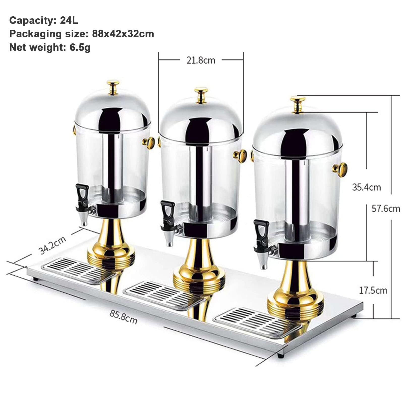Dispenser per succhi di frutta, in acciaio inox, con contenitore per ghiaccio, ideale per feste, colazione, buffet, bar e hotel