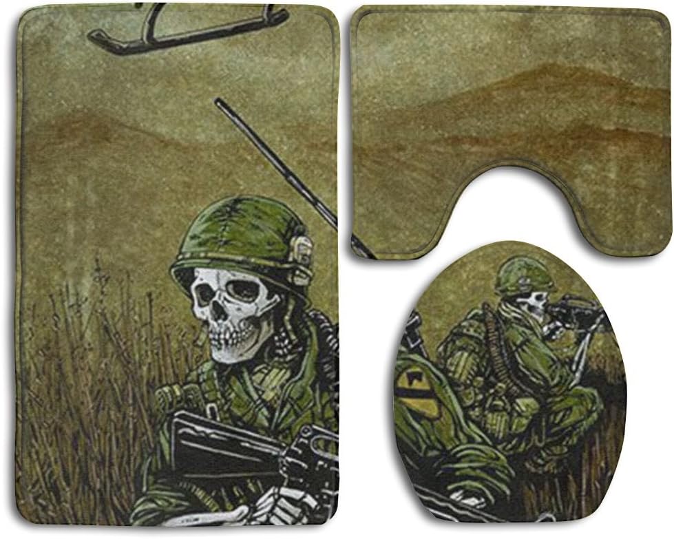 Sugar Skull Durable Bathroom Rugs Set Fastness Contour Bath