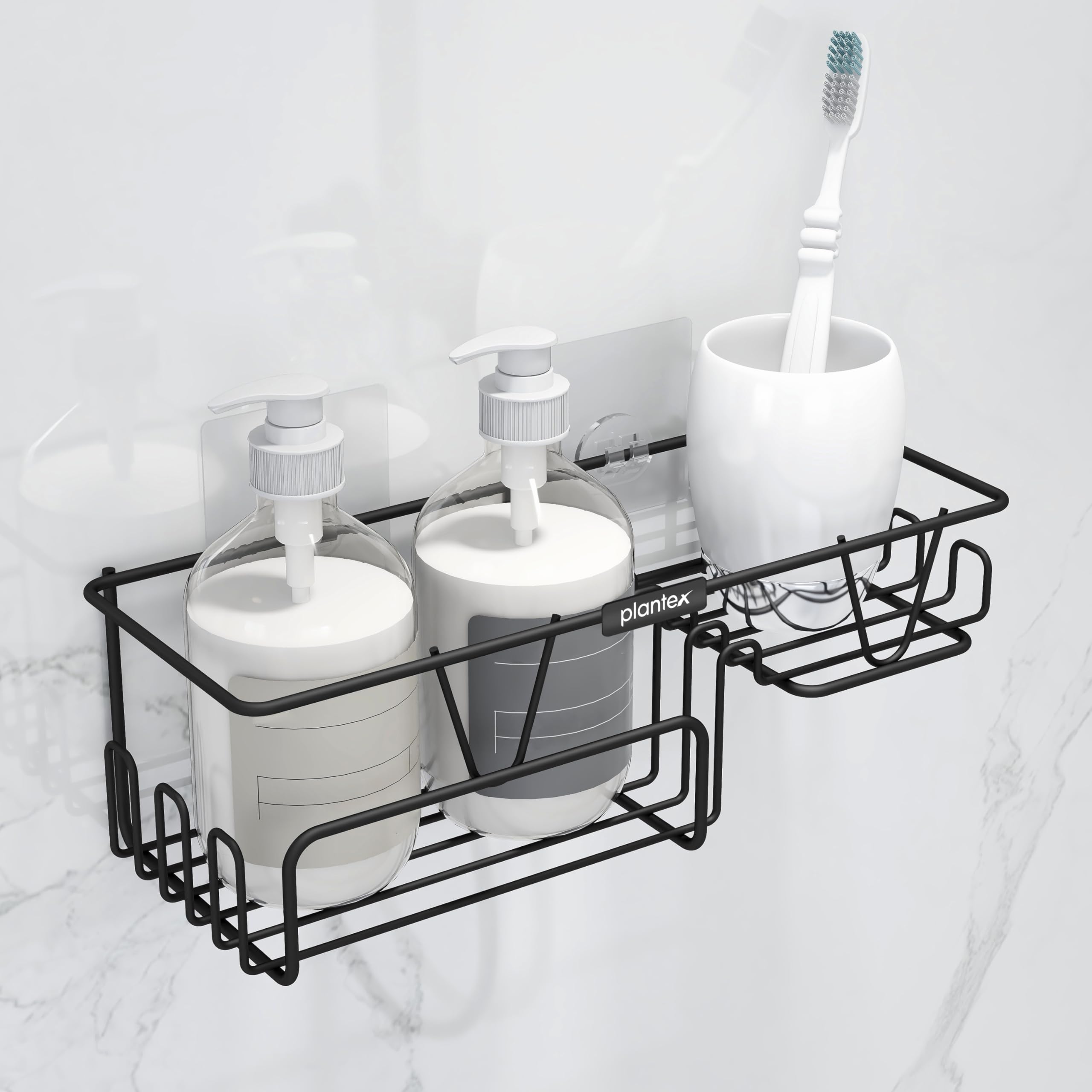 PlantexShelf with Soap Dish for Bathroom/GI Steel Shelf for Wall/Shelf with Soap Stand/Shelf with Soap Holder/Bathroom Accessories - Pack of 1 (Black)