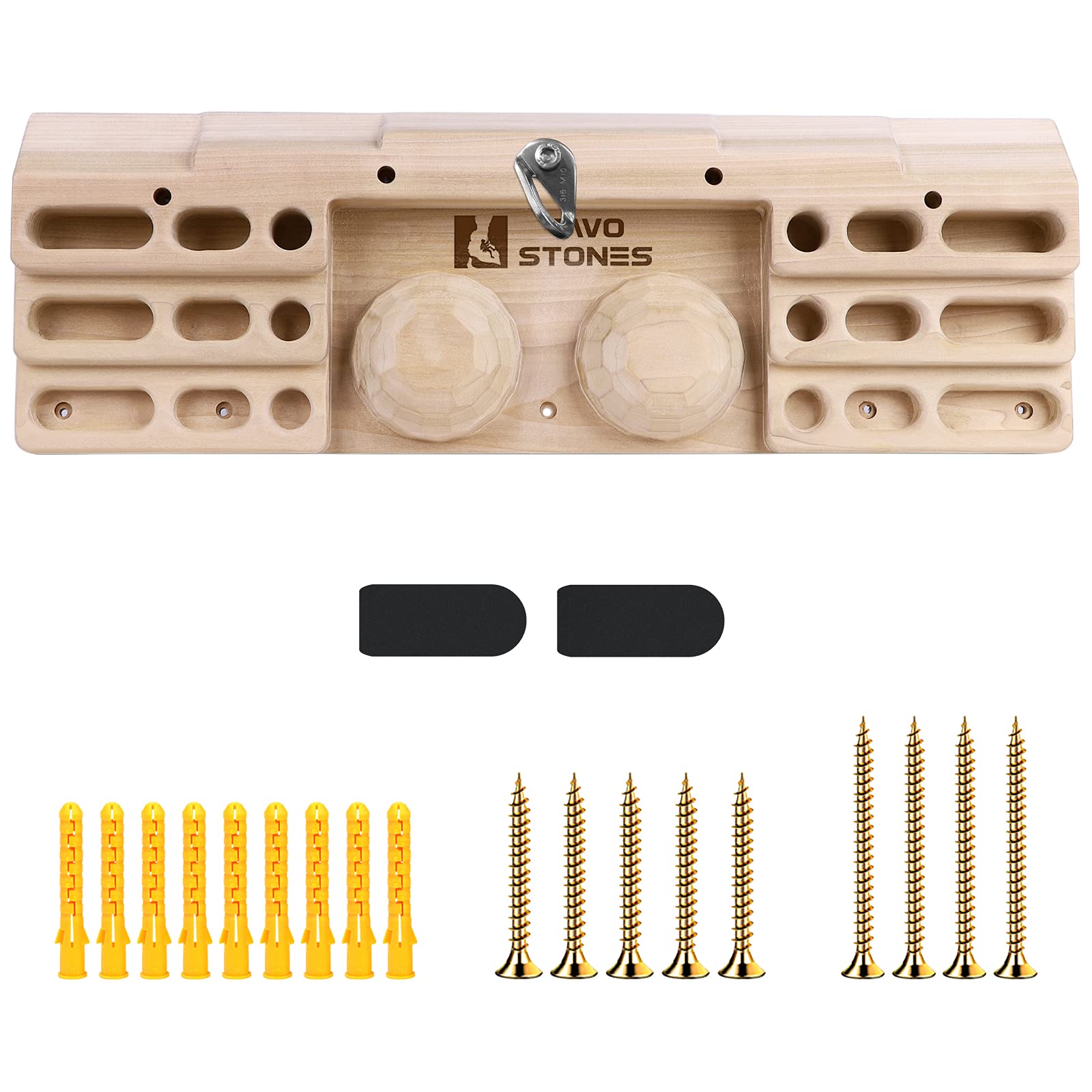 TWO STONES Wooden Hangboard Rock Climbing Pull Up Bar Designed Training for Climbing, Wooden Fingerboard Climbing Training Board for Building Core Strength and Endurance (CJ-HB2051)