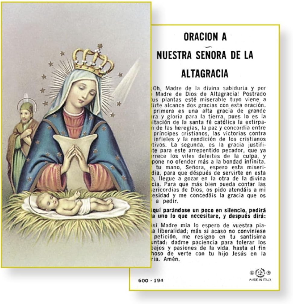 Oracion a Nuestra Senora de la Altagracia, Paquete de 100 Estampas Sagradas de Papel