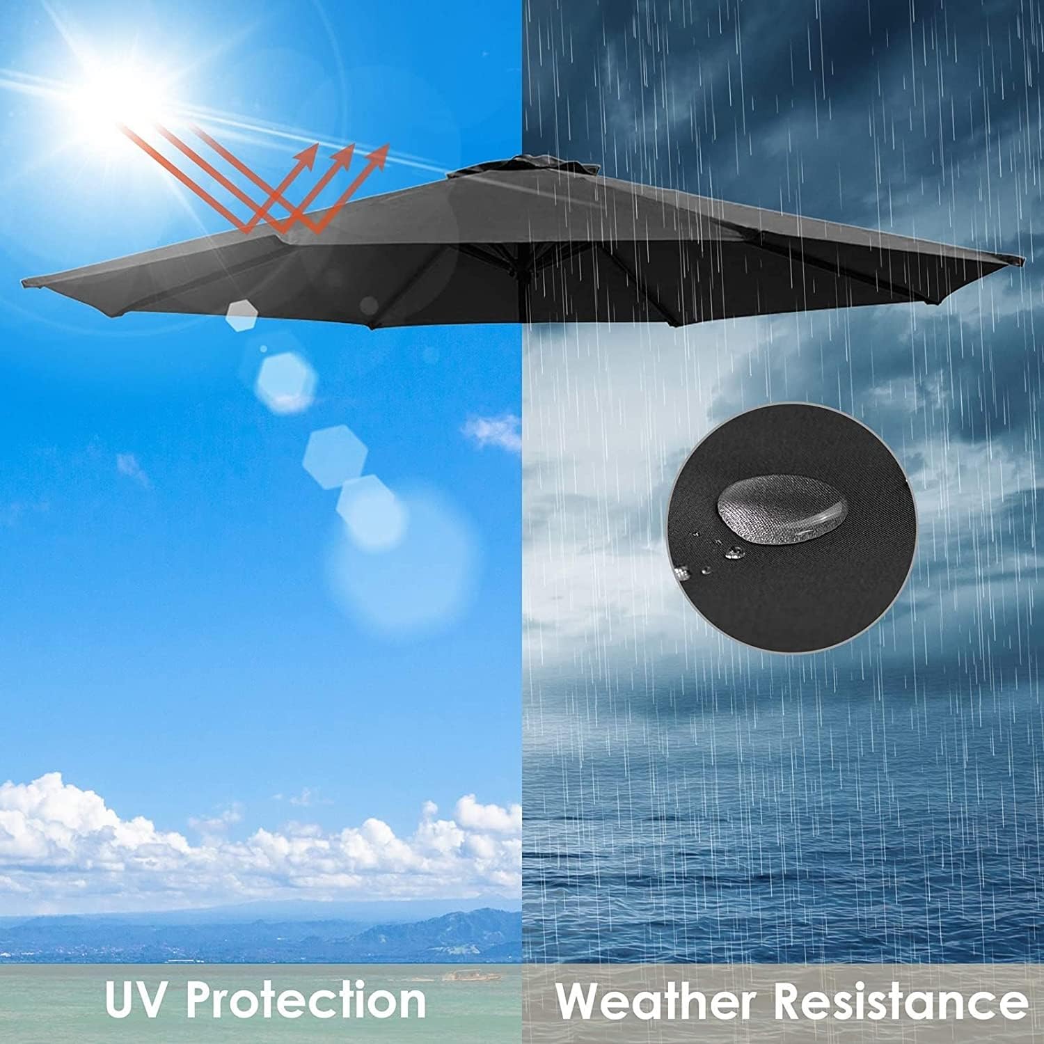 Toile de Rechange pour Parasol 8 Baleines,2m 2.3m 2.5m 2.7m 2.8m 3m 3.3m 3.5m 4m Auvent De Remplacement Pour Parasol De Terrasse Housse de Rechange pour parasols Déporté(Beige,2.5 m/8 ribs)