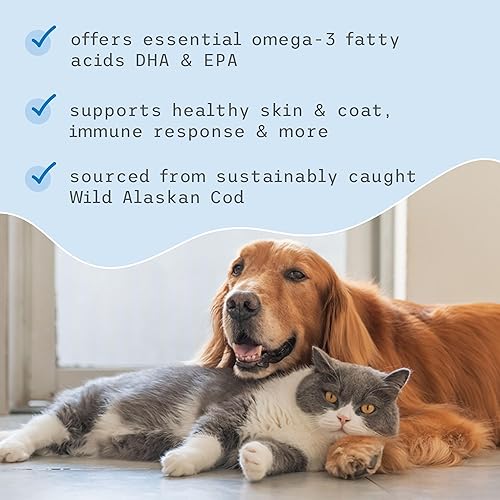 Miniatura 7 de Dr. Mercola Bark & Whiskers Aceite de hígado de bacalao salvaje de Alaska para perros y gatos, omega-3, vitamina E, piel y pelaje, salud