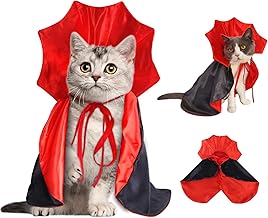 Halloween Cat Costumes, Small Funny Halloween Cat Vampire Cape Adjustable Pet Vampire Wizard Cloak for Little Dogs Cats Puppy Cosplay Party
