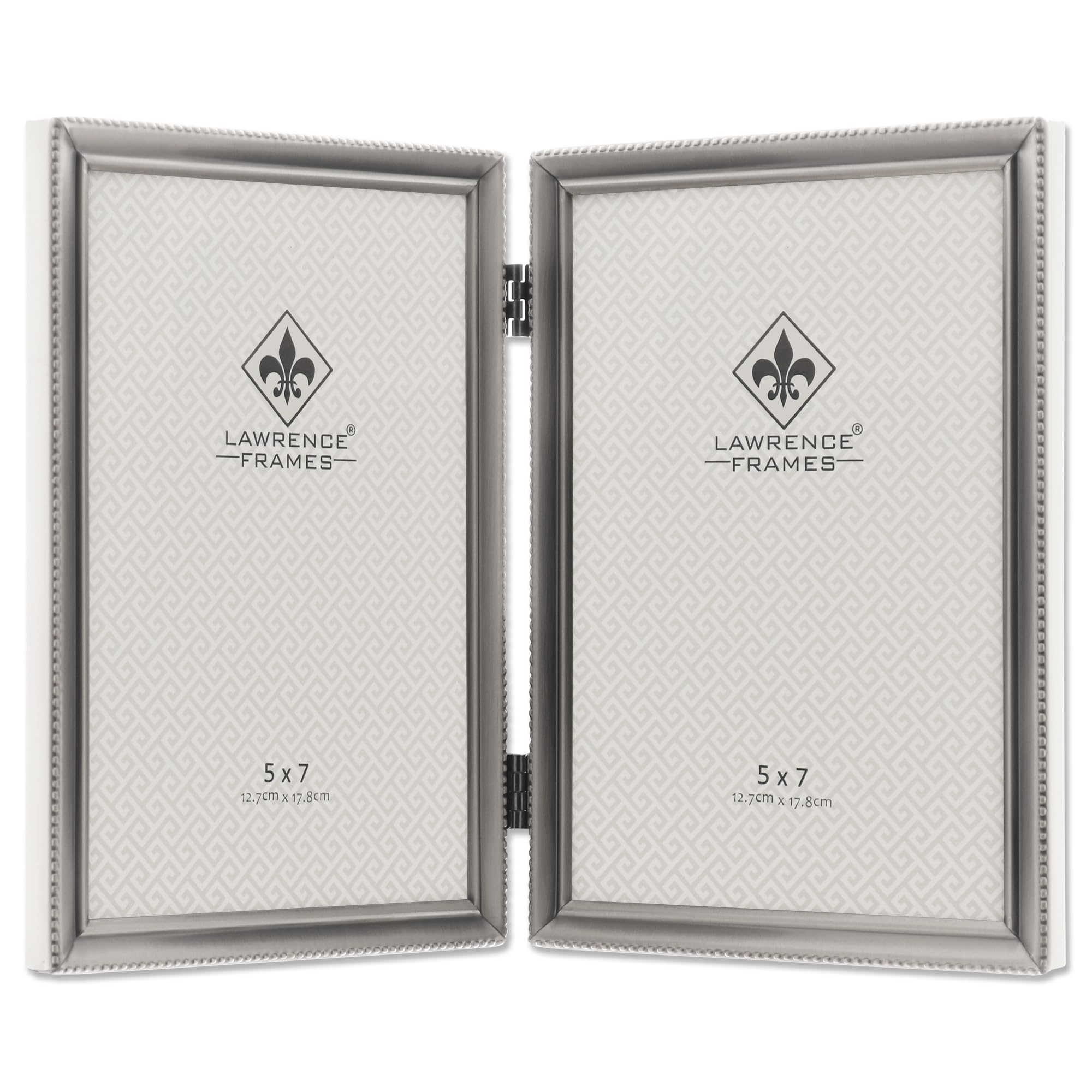 Lawrence Frames Doppel-Bilderrahmen mit Scharnier, 12,7 x 17,8 cm, antikes Zinn – Ansicht 2