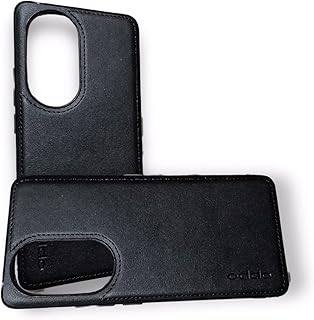 جراب حماية خلفي متين وفاخر، مصنوع من الجلد ومتوافق مع موبايل اوبو رينو 10 (أسود)