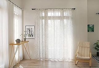 Wycian - Cortina de cortina (2 paneles, 102 x 160 cm), color blanco