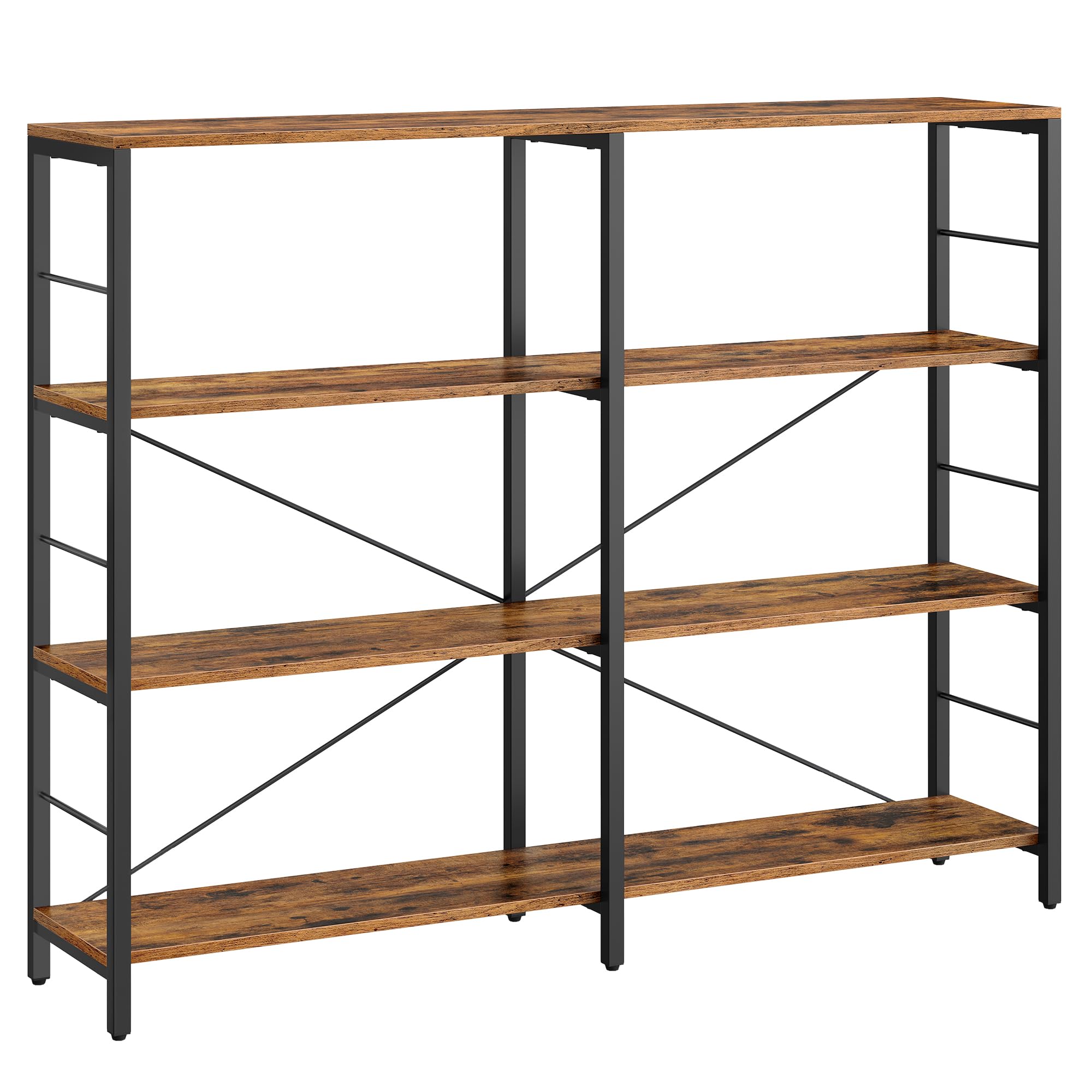 VASAGLE Libreria a 4 Livelli, Scaffale Portaoggetti, 30 x 120 x 109,4 cm, Stile Industriale, per Soggiorno, Studio, Balcone, Cucina, Marrone Vintage e Nero Inchiostro LLS131K01