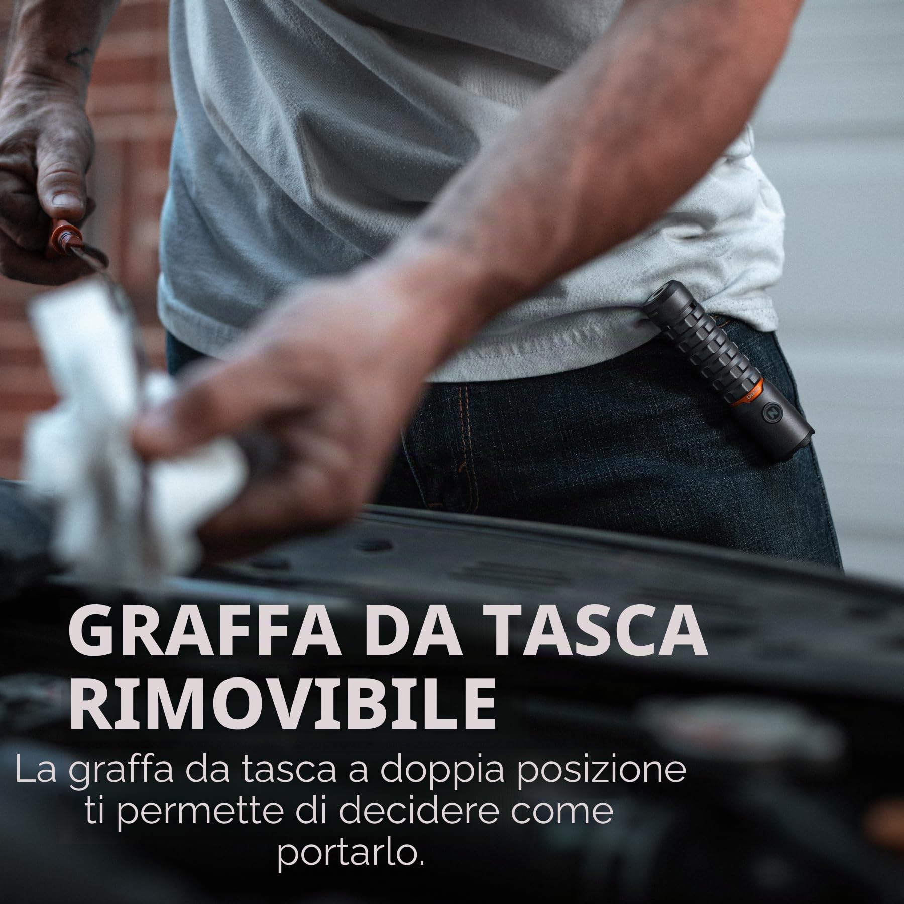 NEBO Torchy 2K - Torcia Tascabile e Luce da Lavoro - Torcia da Campeggio Ricaricabile USB-C - Con 5 Modalità di Illuminazione - Fino a 30 Ore di Utilizzo,Nero