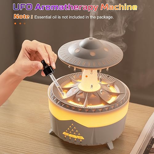 Miniatura 5 de Biupky - Humidificadores de gotas de lluvia UFO para dormitorio y hogar, difusor de aceite esencial de gran capacidad de 11.8 fl oz para el hogar,
