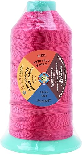 Miniatura 290 de Mandala Crafts Hilos de coser resistentes de nailon consolidado, hilo para tejer jeans de cuero, hilos de tapicería marina al aire libre, Beige