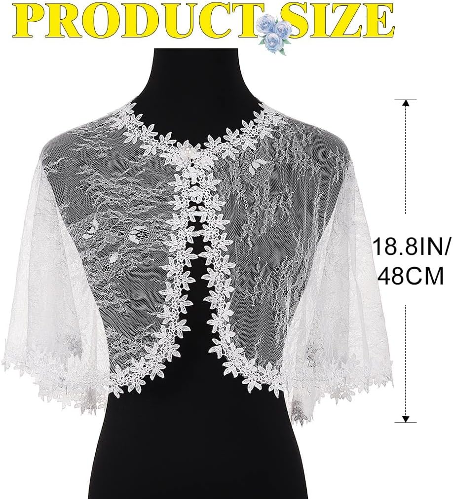 JAKAWIN Women Lace Capelet Bridal Cape Wedding Shawls and Wraps for Evening Dresses - Image 4
