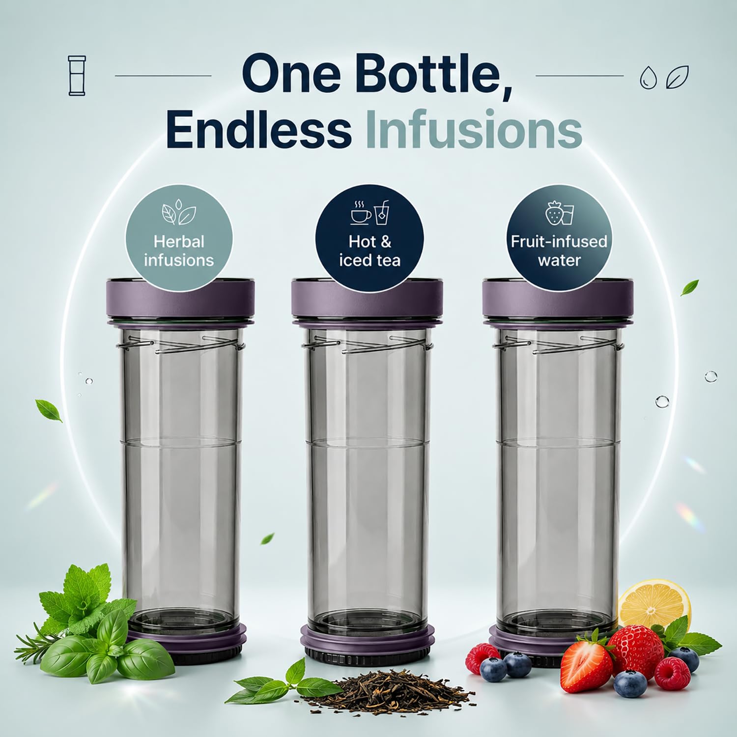 VIVA Recharge Thermobecher to go, Edelstahl, Tee-Sieb, 0,46 l, Violett | Doppelwandig isolierter Edelstahl-Thermobecher, auslaufsicher, mit Sieb. Lange heiss oder kalt.