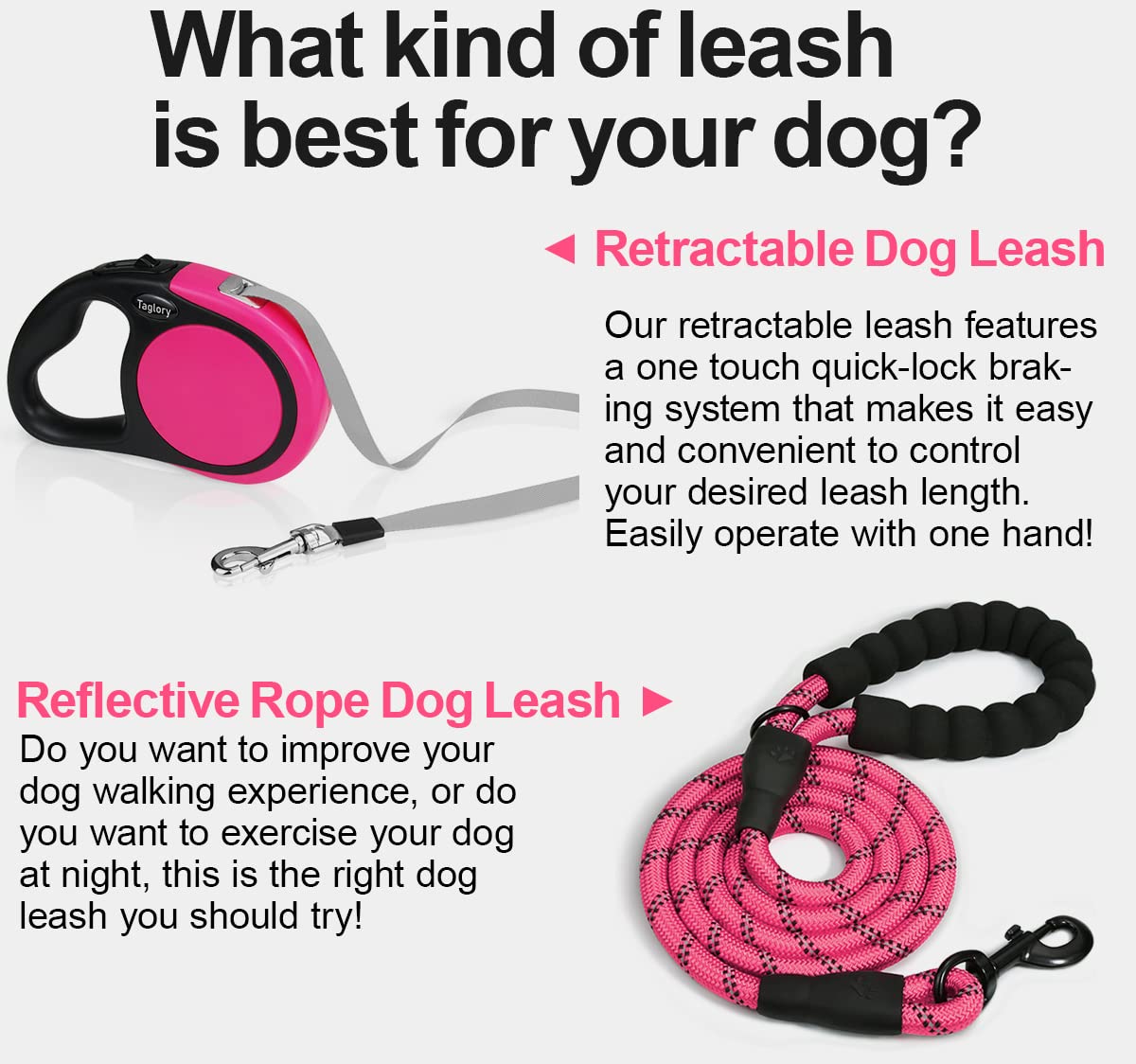 Taglory Retractable Dog Lead 5 m, Extendable Leash No-Tangle Heavy Duty Nylon Tape - Image 3