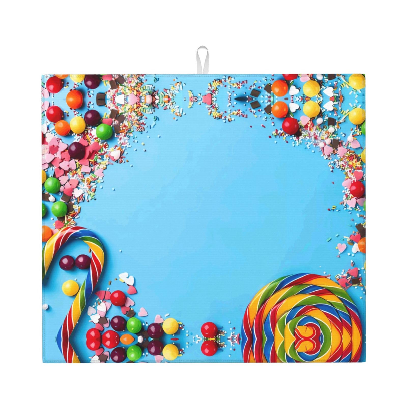 Yyhwhjde Black Lollipop Conffiti Cracker Chocolate Prints Kitchen Drying Mat – Absorbent Dish Throw For Countertop, Non-Slip Quick-Dry Layer With Vibrant Prints, Ideal For New Home Gift
