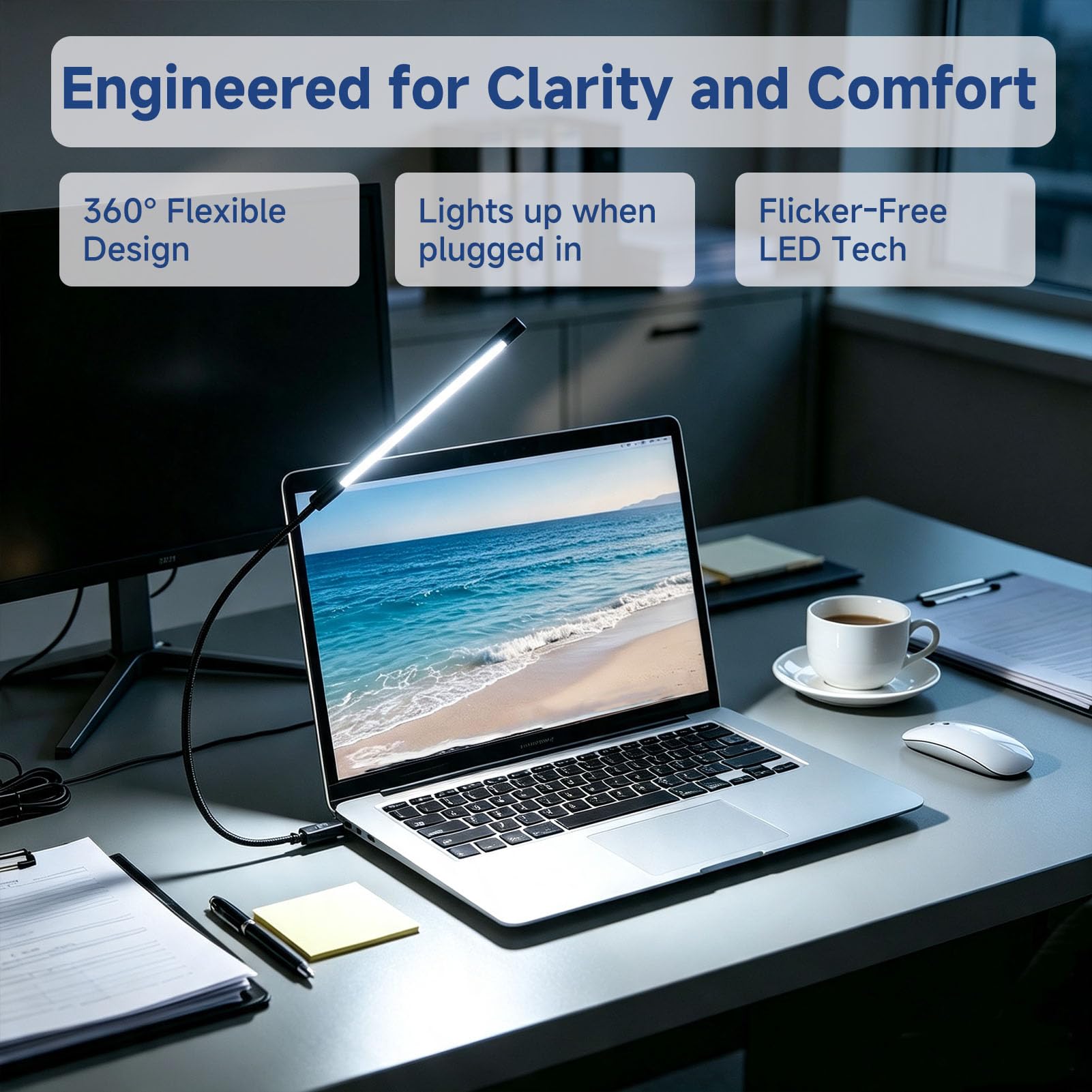 Bryon 2 Stück USB LED Leselampe, USB LED Leselampe mit Flexarm