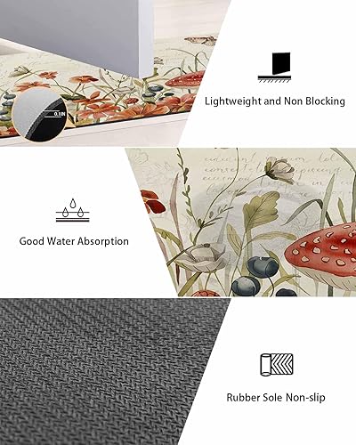 Miniatura 2 de Tapete de baño rústico con hongo para bañera, antideslizante, de secado rápido y absorbente, de tierra de diatomeas, para fregadero de cocina