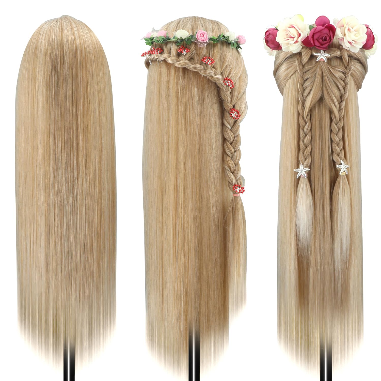 Styling Head 28 inch Hairdresser Training Head 100% Synthetic Fiber Hair Styling Head - Image 3