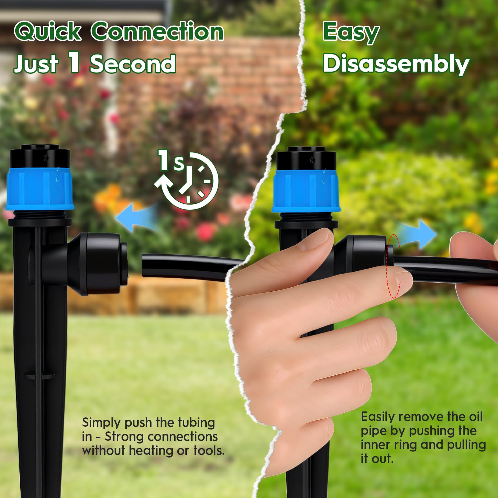 4,8 m Quick-Connect-Tropfbewässerungssystem | 1 cm & 30 Fuß 0,6 cm Schlauch, Tropfbewässerungsset mit verstellbaren Düsen, automatisches Gartenbewässerungssystem