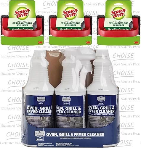 Miniatura 6 de Kit de suministros de limpieza de cocina comercial, horno, parrilla, limpiador de botellas de spray y limpiador profesional Scotch Brite con asa,