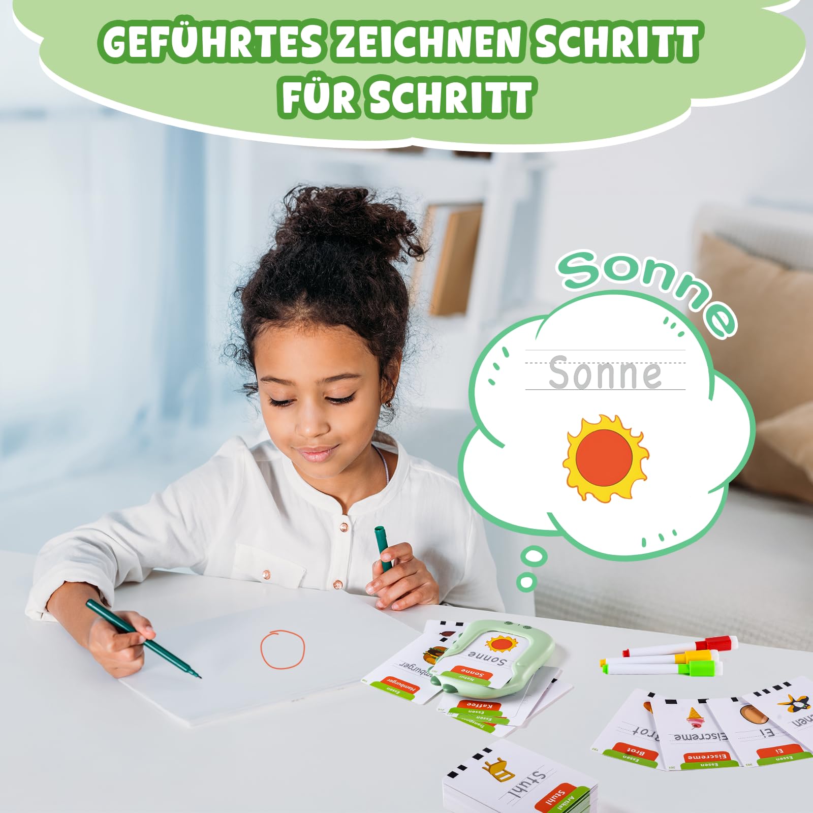 Biglietti educativi parlanti in tedesco per bambini piccoli, 336 parole di vista, giochi di scrittura e ortografia, attività educative per bambini in età prescolare e asilo, giocattolo educativo