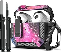 Vista 23 de RFUNGUANGO Funda para AirPod de 2ª generación con kit de limpieza, armadura protectora de carcasa dura militar con bloqueo para funda de carga