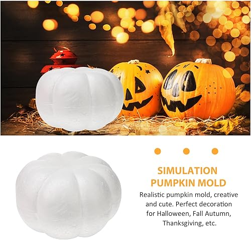 Miniatura 5 de SEWACC Calabaza de espuma blanca rústica de cosecha blanca, calabaza artificial de otoño, calabaza falsa de espuma sintética para Halloween,