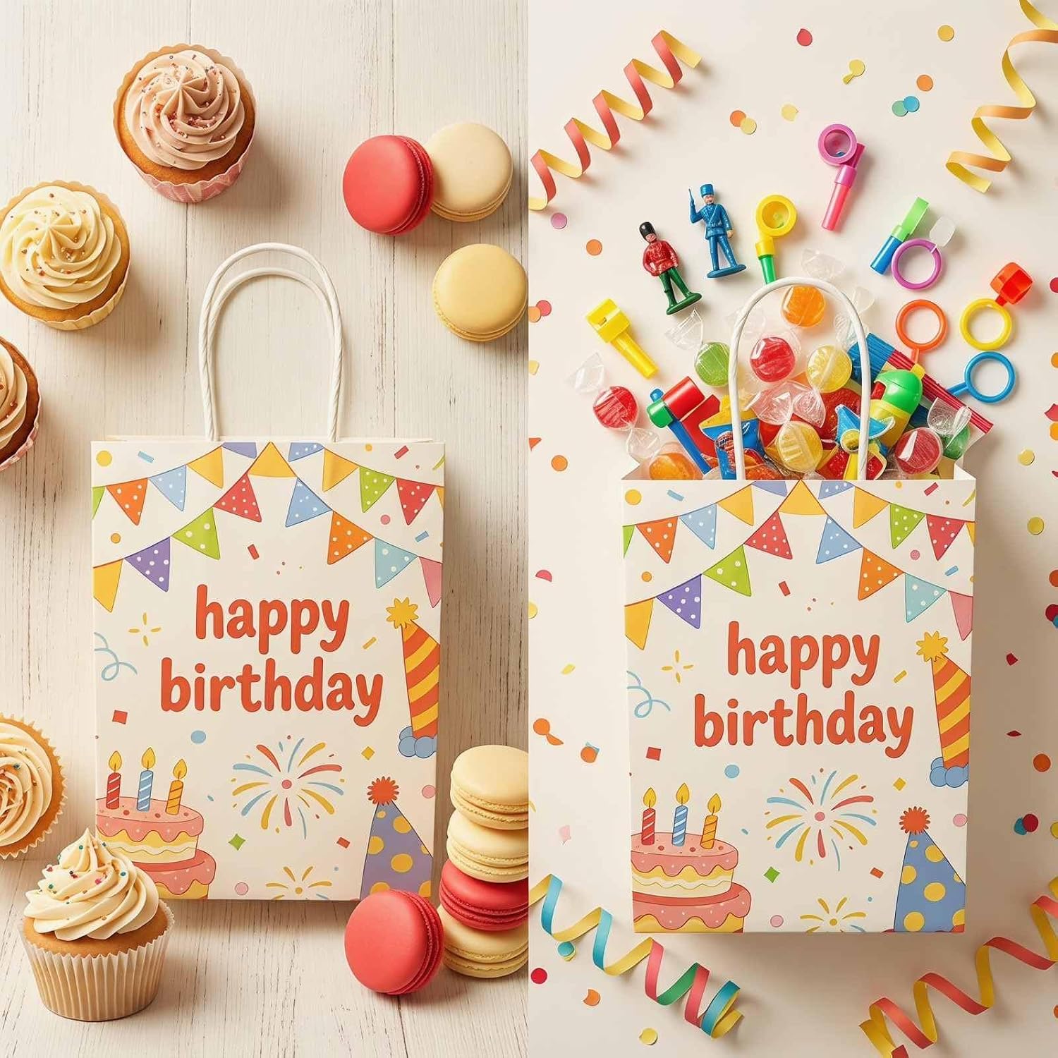 GZXiYiKraft 24Pack Bunting Flags Patterned Gift Bags with Handles image 3
