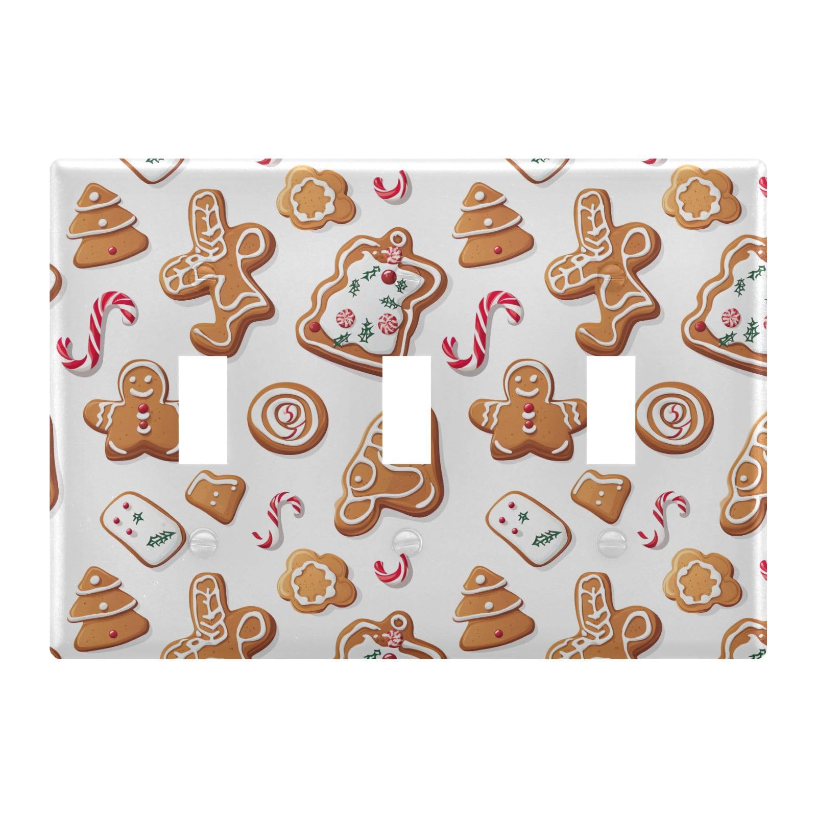 Light Switch Cover Cute Christmas Gingerbread Man Wall Plates for Electrical Outlets 3 Gang 202b6541