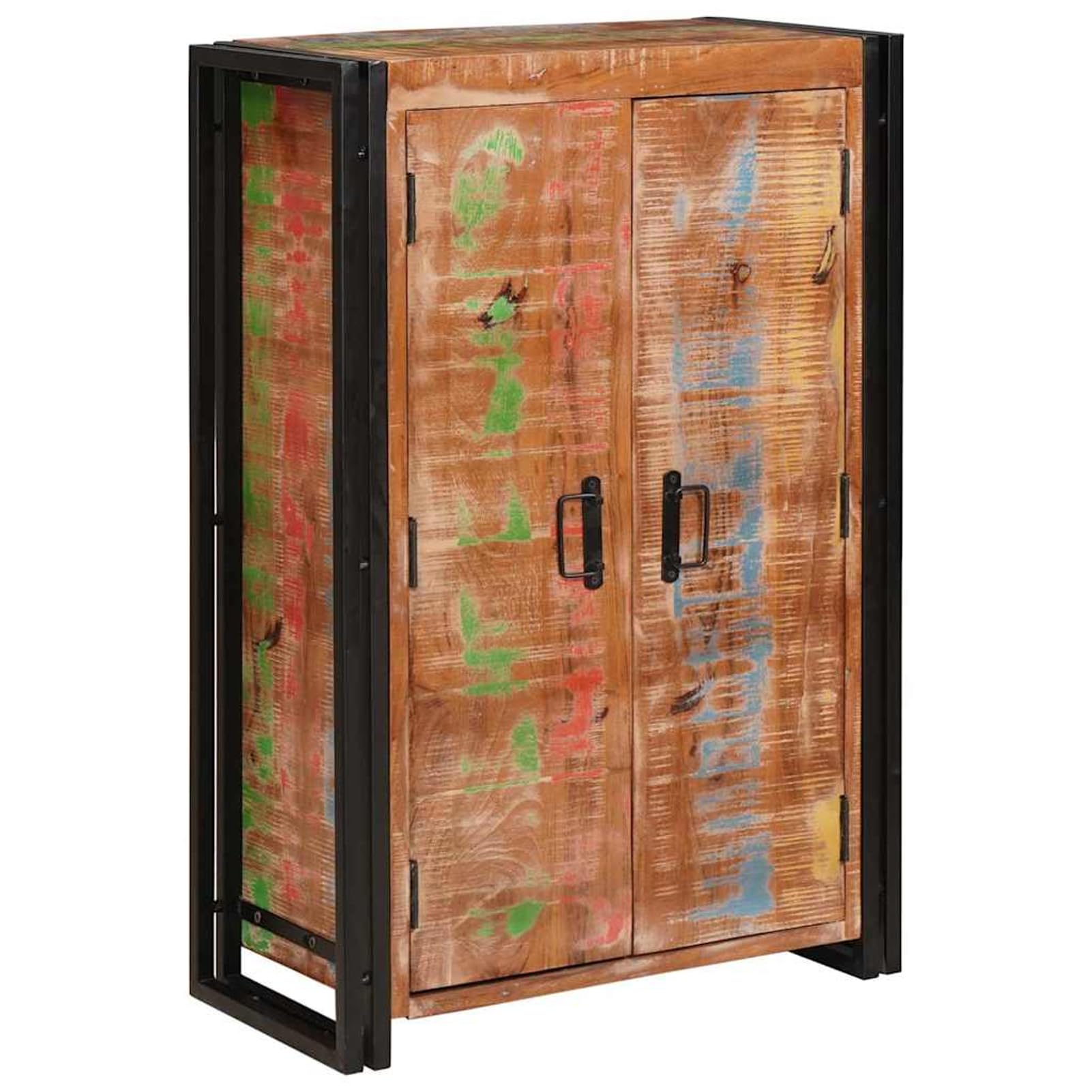 Industrieller Highboard mit Türen - Stauraum für Geschirr & Deko, Massivholz & Metall, Braun Model4104768