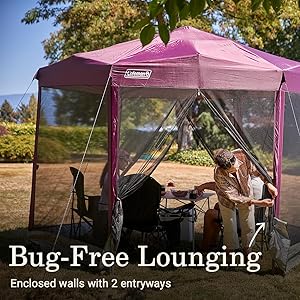 Coleman Back Home Screened Canopy Tent with Instant Setup, Outdoor Gazebo for Bug-Free Lounging, Fits Over Picnic Tables, Ideal for Parties, Events, Tailgates, Dining, & More