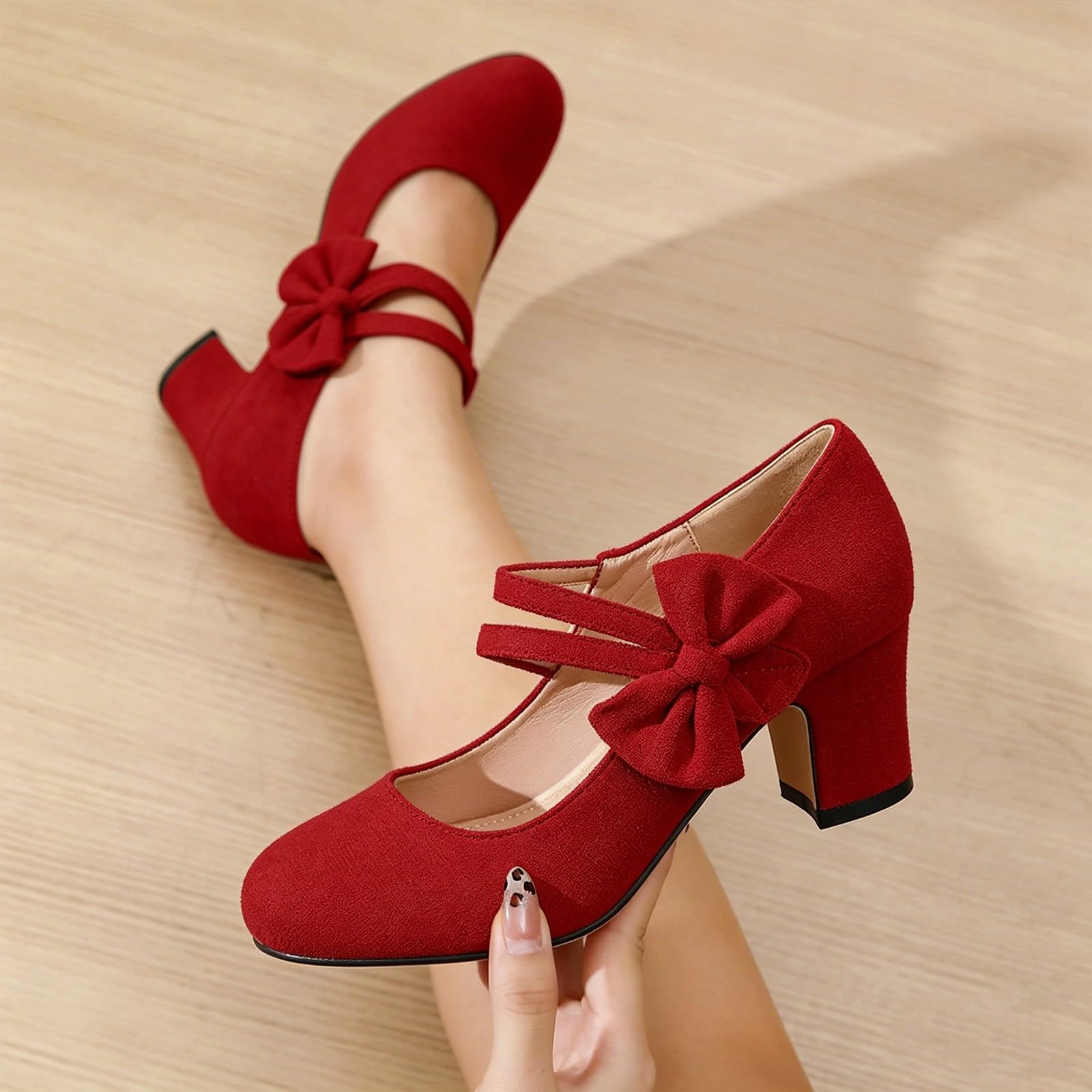 Mary Jane Zapatos de tacón para mujer, zapatos de noche, cómodos zapatos