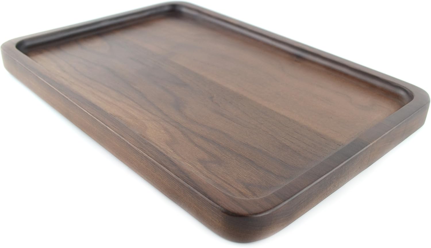 Big Sale Samyo Black Walnut Solid Wood Rectangular Tableware Serving Tray Handcrafted Decorative Trays Food Tray Serving Platters for Coffee Wine Cocktail Fruit Meals (Middle Size)