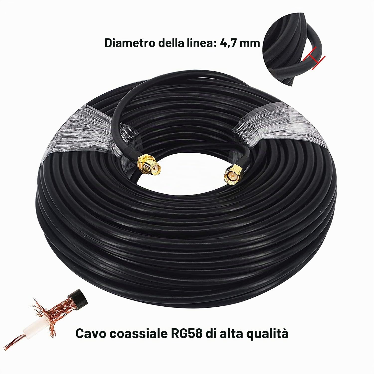 Cavo Antenna WiFi RG58 25M SMA Maschio a SMA Femmina Cavo Jumper Coassiale 50 Ohm per 2G 3G 4G LTE Antenna WiFi a bassa perdita Router LAN wireless Uso della radio RF GPS