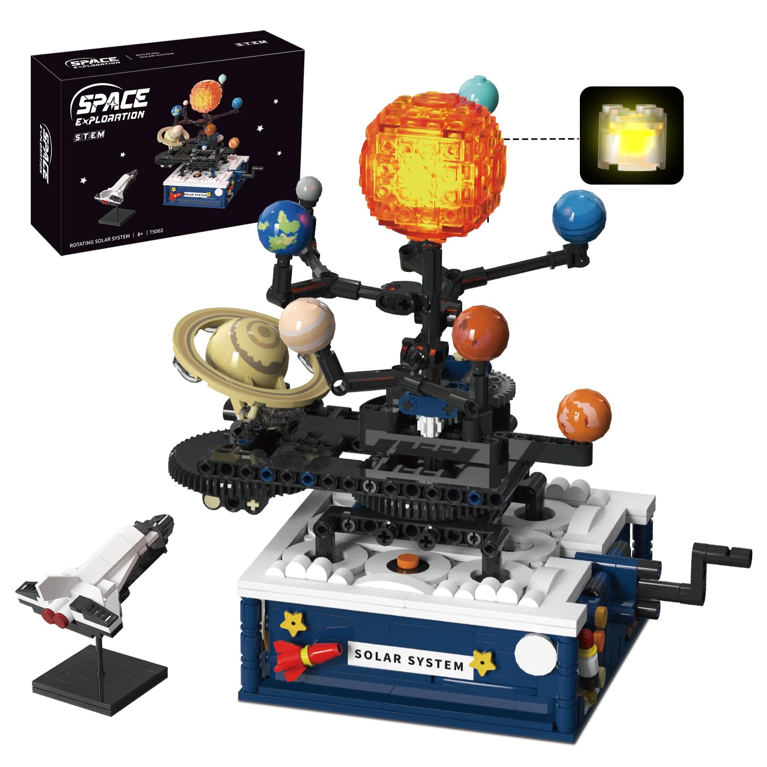 Technic Sistema Solare per Bambini con Luce, 8 Pianeti e Razzo | 775 Pezzi Sistema Solare Girevole Modello, Blocchi di Morsetto Regali per 6 7 8 10 12+ Anni Bambini Ragazzi