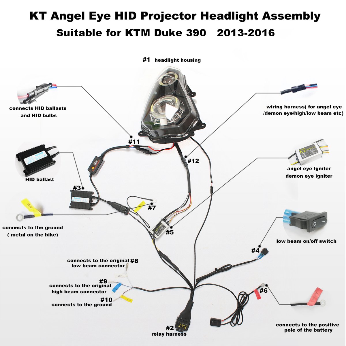 KT Headlight Assembly for KTM Duke 390 