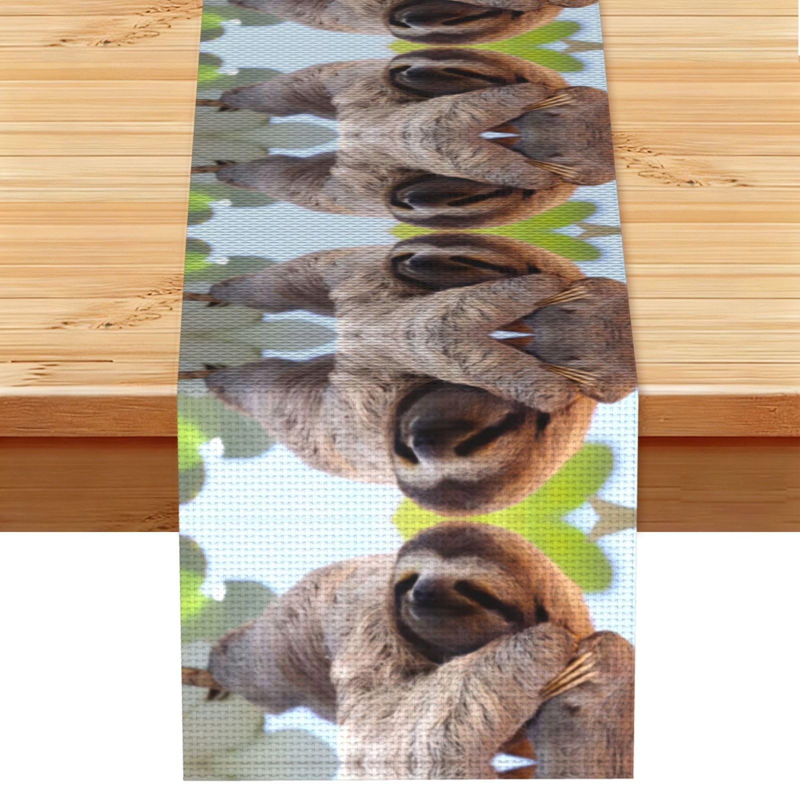 Funny Sloth Linen Feel Table Runner Wedding Party Home Decoration