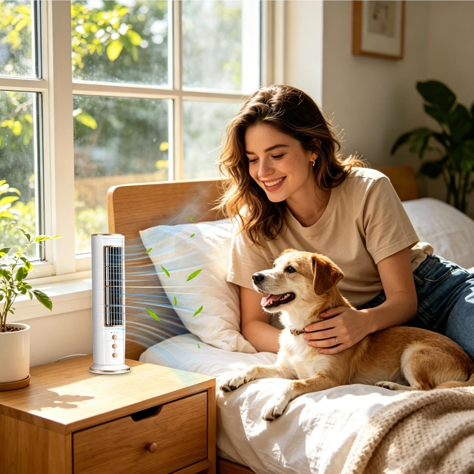Ventilatore A Torre Da Tavolo Dispositivo Soffiante Oscillante Senza Pale A | Ventilatore A Torre Portatile Per Casa Camera Da Cucina Appartamento Ufficio Dormitorio Balcone Patio