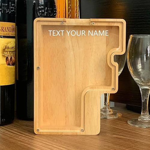 Miniatura 11 de TAONE Hucha personalizada para niños con grabado láser, alcancía de madera personalizada