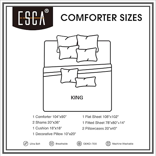 Miniatura 8 de Bed-in-a-Bag Kirby - Juego de ropa de cama de 9 piezas con bordado azul y gris, tamaño King Oeko-TEX Standard 100