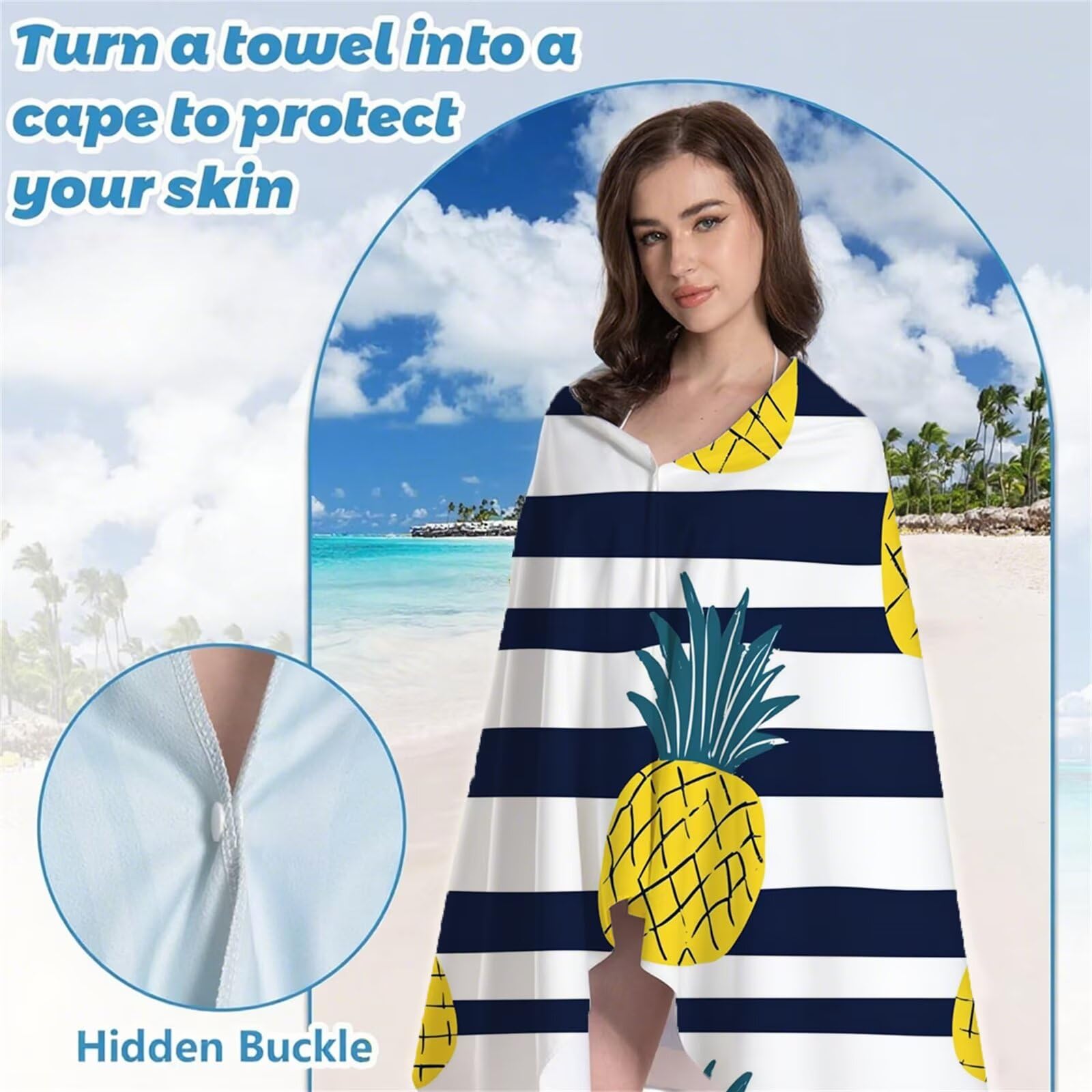 Serviette de Plage XXL 220x100 cm Anti Sable et Séchage Rapide Microfibre Drap de Plage Serviette de Bain Grande Taille Drap de Bain pour Homme Femme Voyages Natation Camping Pique Nique Ananas S-736