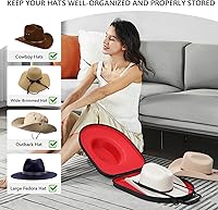 Vista 2 de Caja para sombreros de viaje, a prueba de aplastamientos, estuche de viaje para sombreros de vaquero, caja de almacenamiento, organizador de gorras