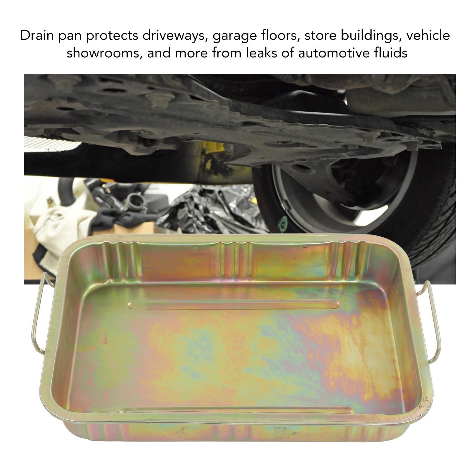 Bandeja de Goteo de Aceite Contenedor de Drenaje de Aceite galvanizado Recipiente de Drenaje de Metal Profesional para mecánica de Motocicletas Uso de Cambio(640x440x105mm)