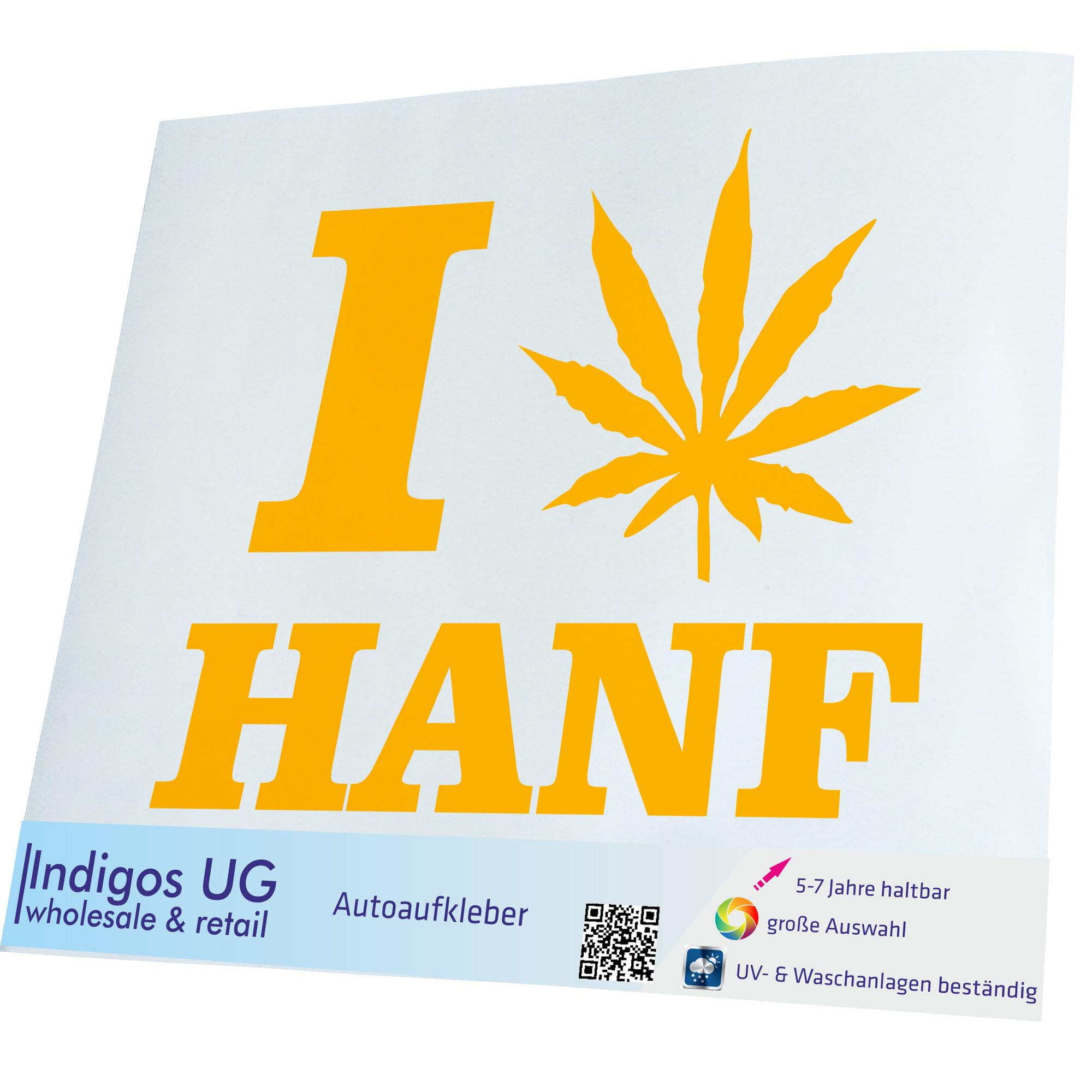 Hellweg Druckerei Adesivo Per Auto Hanf Cannabis – 11x10 Cm – 18 Colori Disponibili – Opaco Bianco – Made In Germany - 4