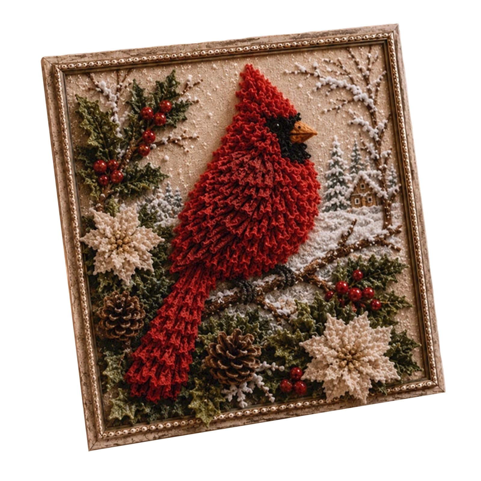 3D Christmas Fabric Poke Art Kit, DIY Embroidery Handmade Fabric Poke Art Kit, Vintage Holiday Handmade Decoration,Christmas Craft Kit for Adults & Beginner (#N)