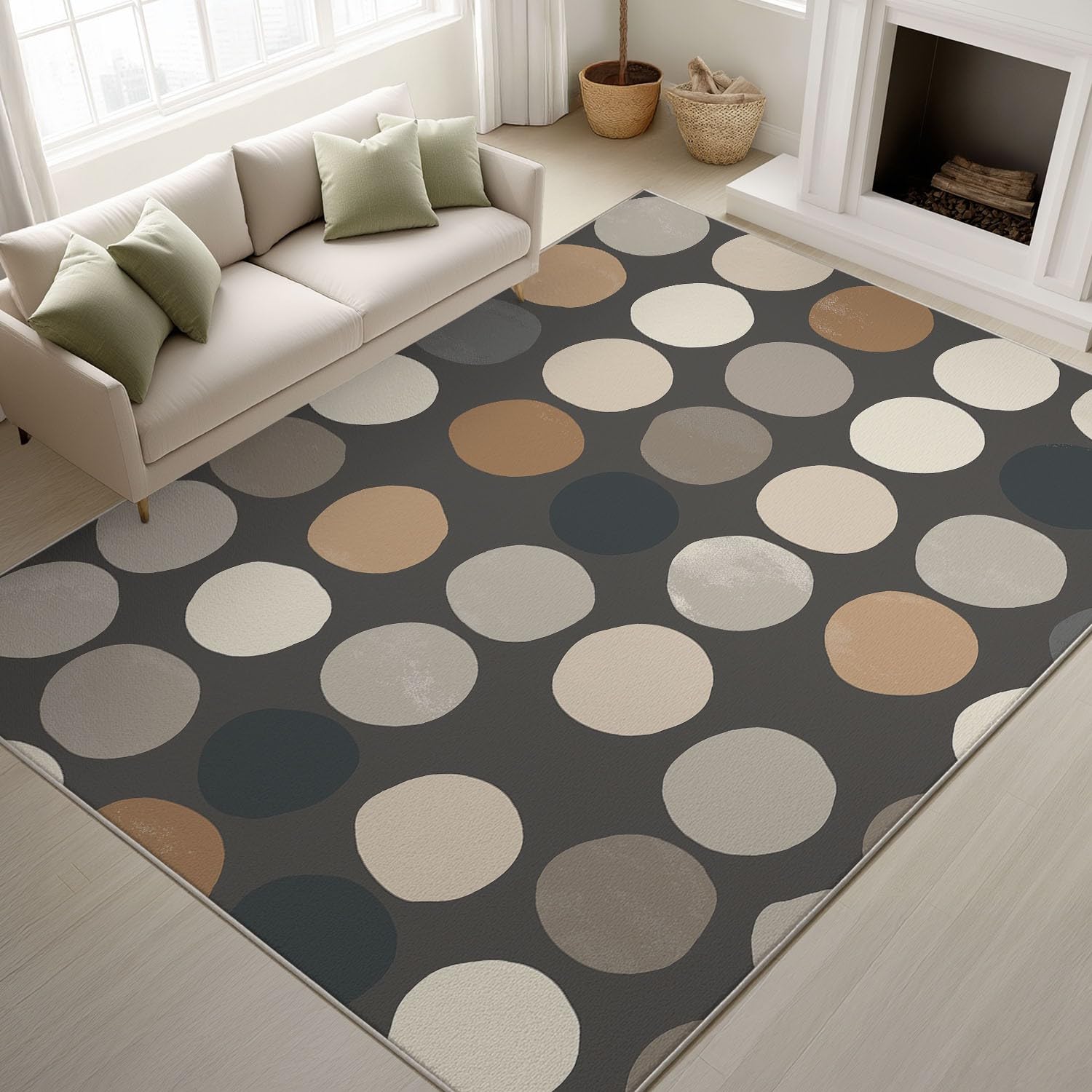 Alfombras de Pelo Corto 80 x 150 cm, Geométrico Abstracto Alfombras mullidas Circular Oscuro Sencillo Moderno, Alfombra Salón despacho, Beige Gris