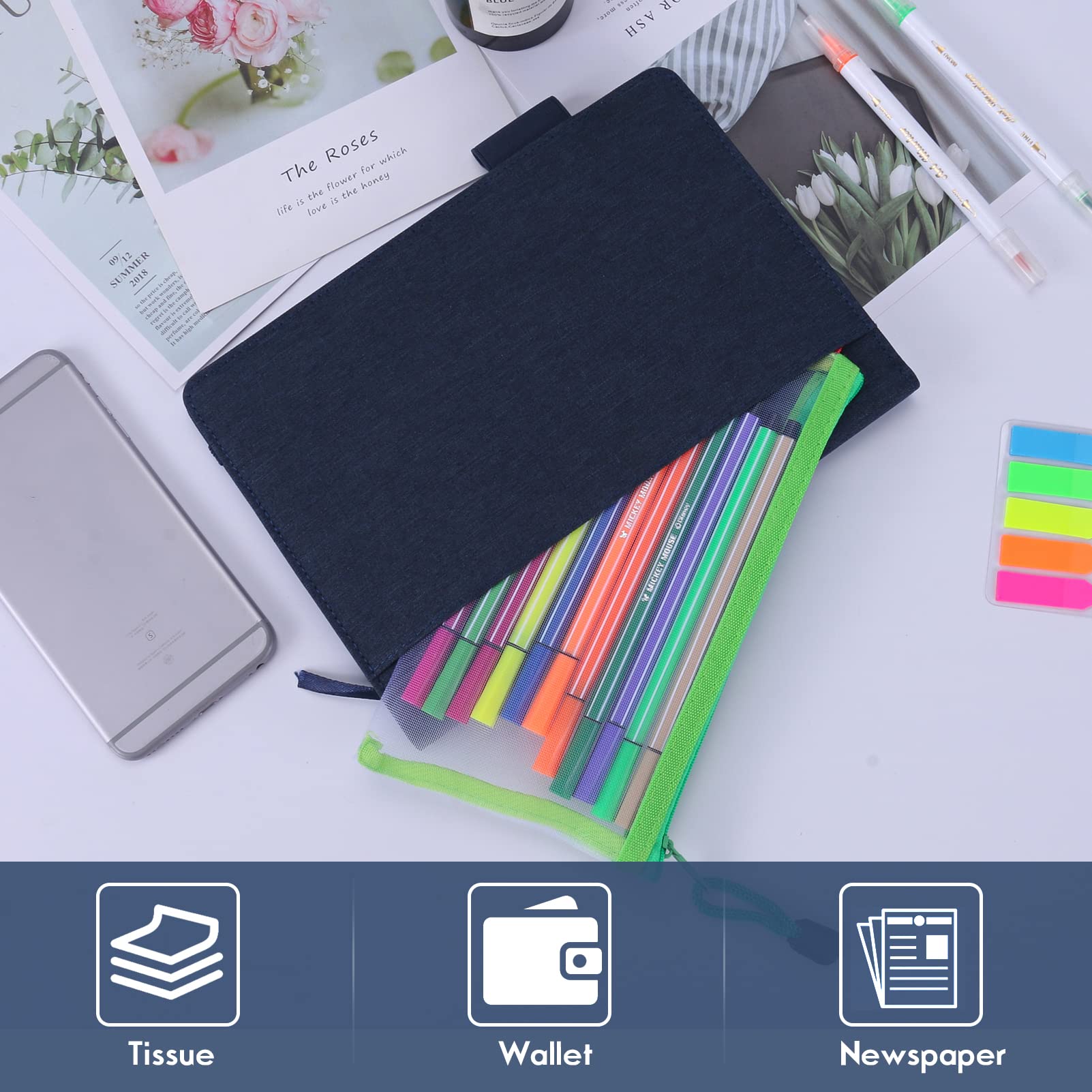 Pokrowiec na notatnik w rozmiarze Executive do Rocketbook A5, 22,4 x 15,2 cm, wodoszczelny organizer z uchwytem na długopis i przegródkami na karty, etui ochronne na pamiętniki, podróże służbowe i do