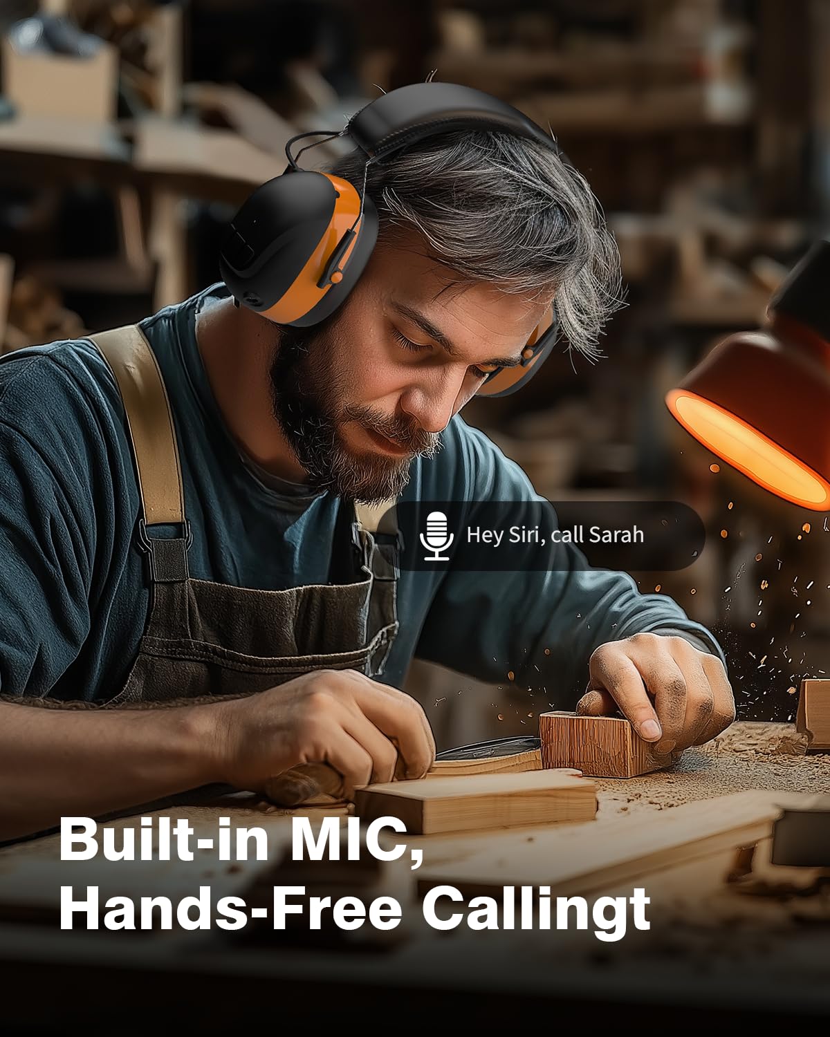 Qozybuds Auriculares Bluetooth 5.4 con protección auditiva con 120 horas de tiempo de trabajo, 30 dB SNR, batería recargable de 1200 mAh, reducción de ruido, orejeras de seguridad para cortar el